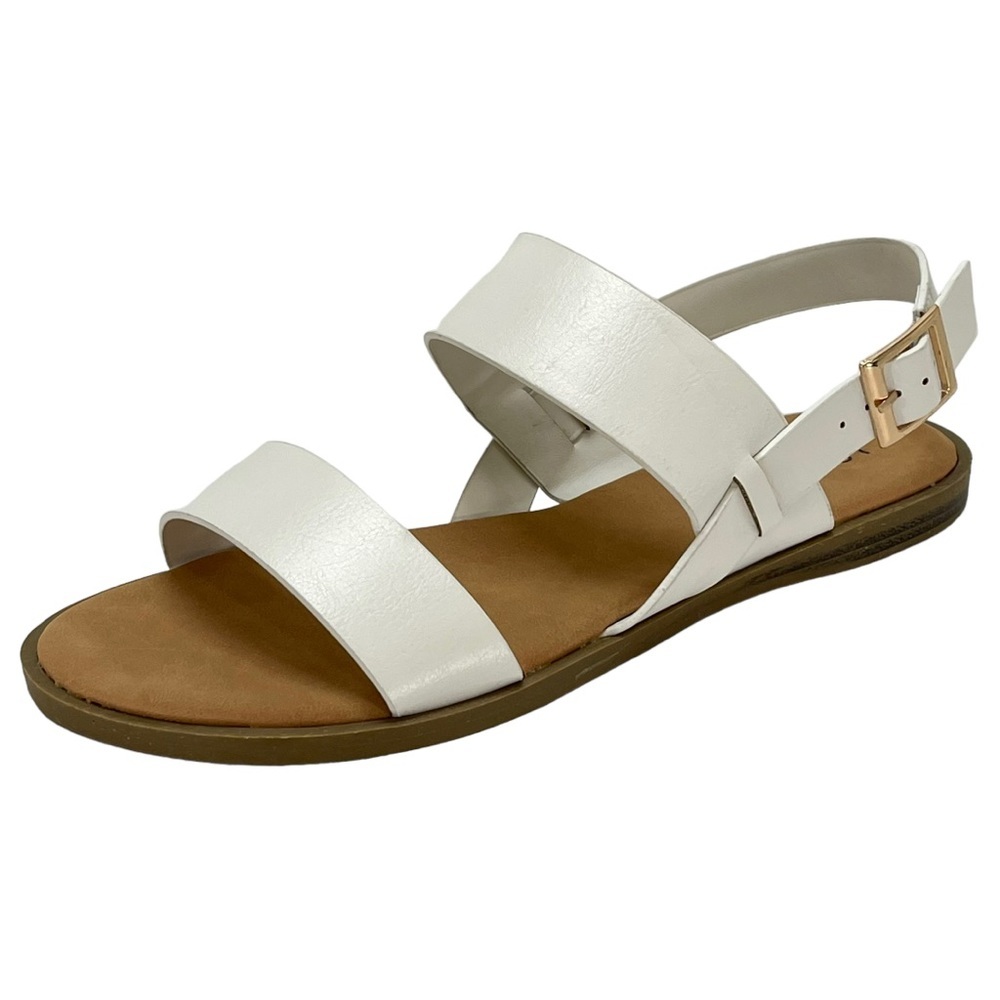 Journee Collection Lavine White Faux Leather Womens Slingback Sandals Size 7W - Picture 2 of 14